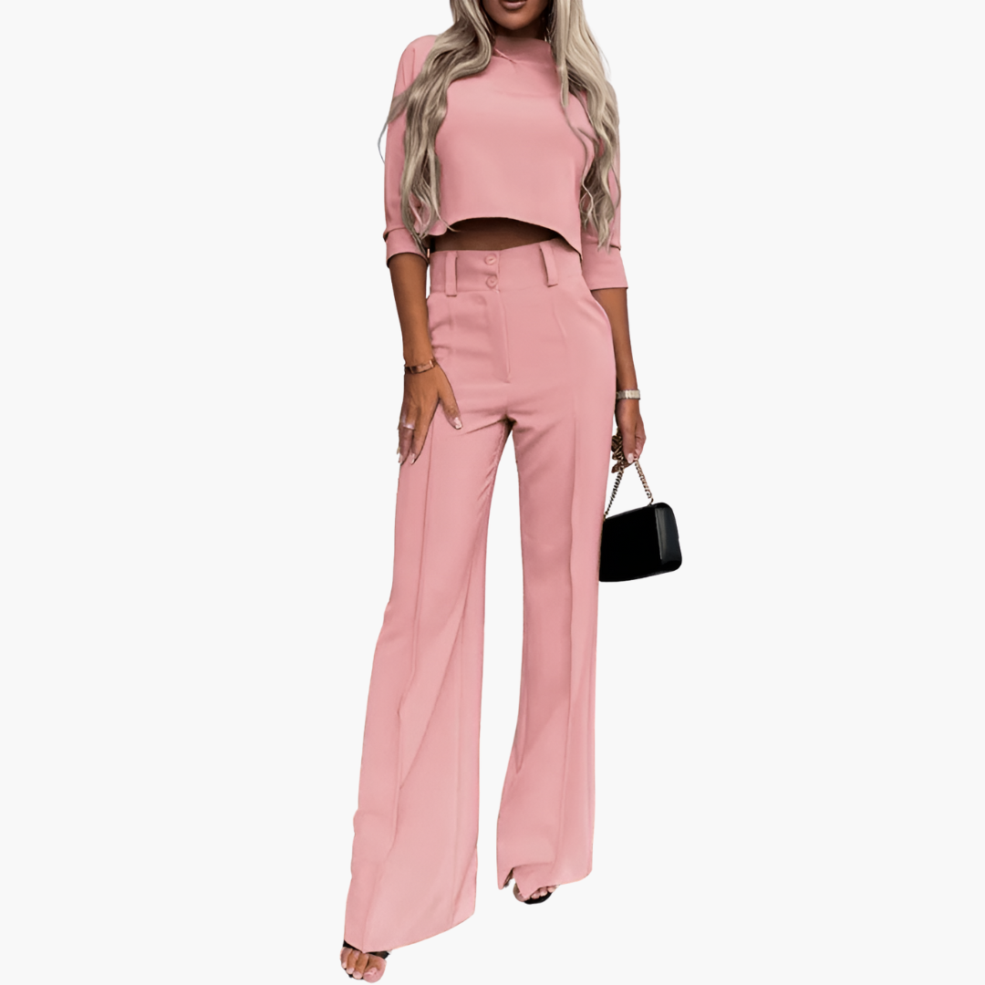 Elegant top with wide-leg pants