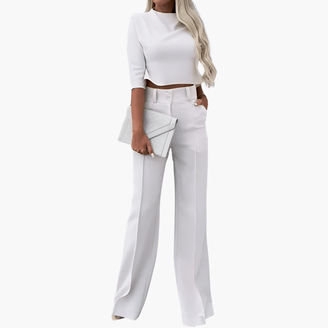 Elegant top with wide-leg pants