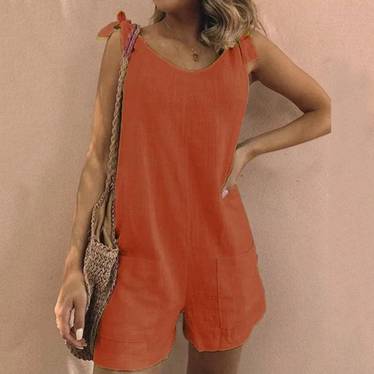 Luxe Regina™ – Jumpsuit with Bow Straps and Pockets