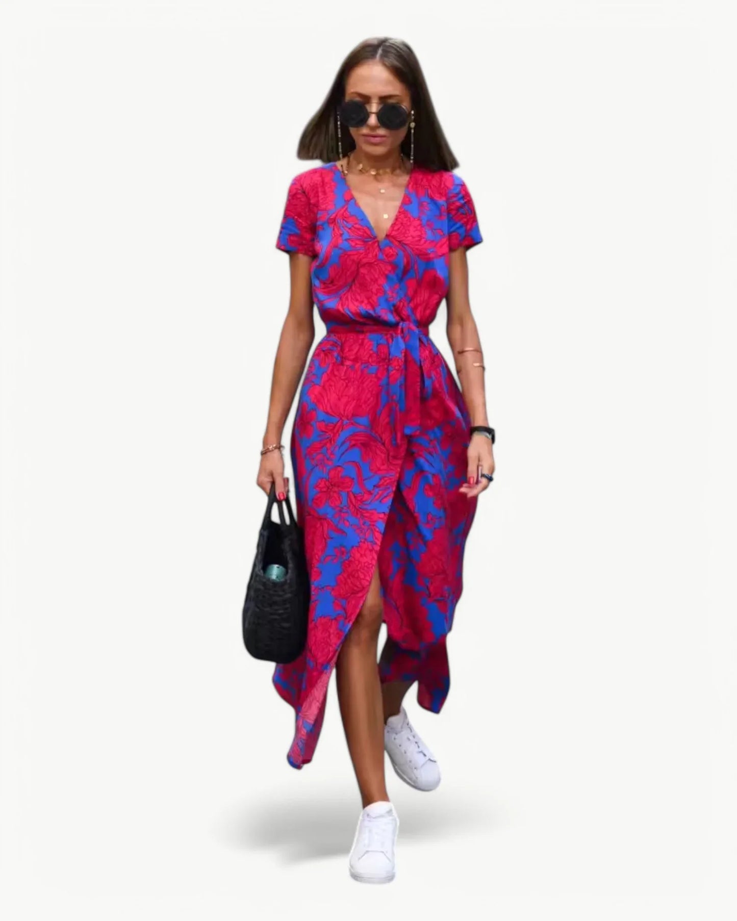 Luxe Regina™ – Vibrant Summer Dress with V-Neckline