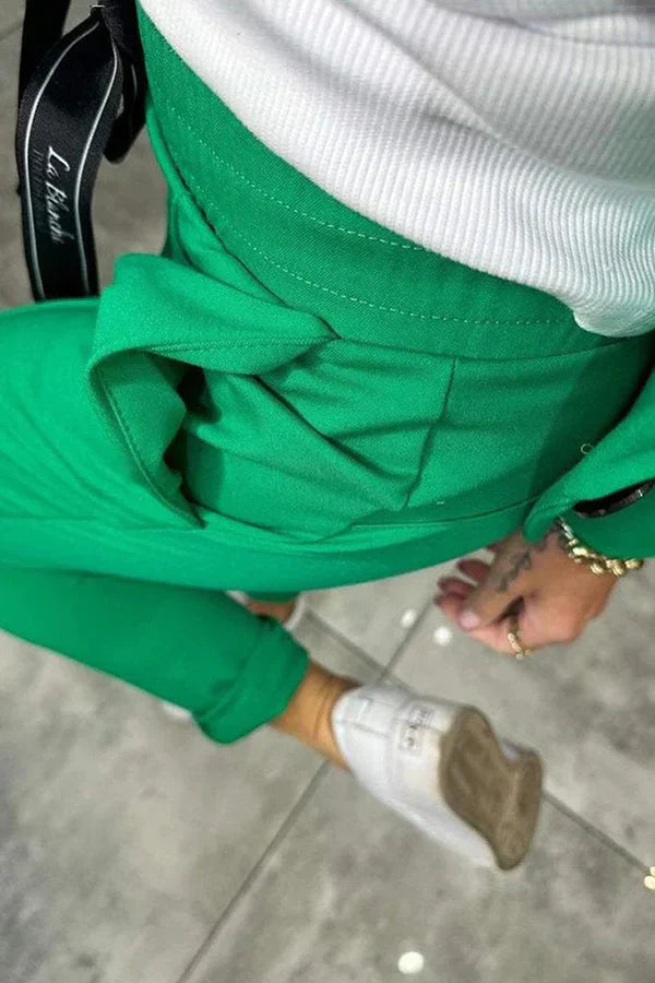 Tailored set with a soft blazer and relaxed joggers