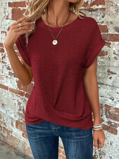 Elegant Crew Neck Blouse