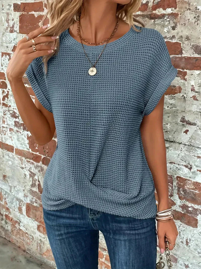 Elegant Crew Neck Blouse